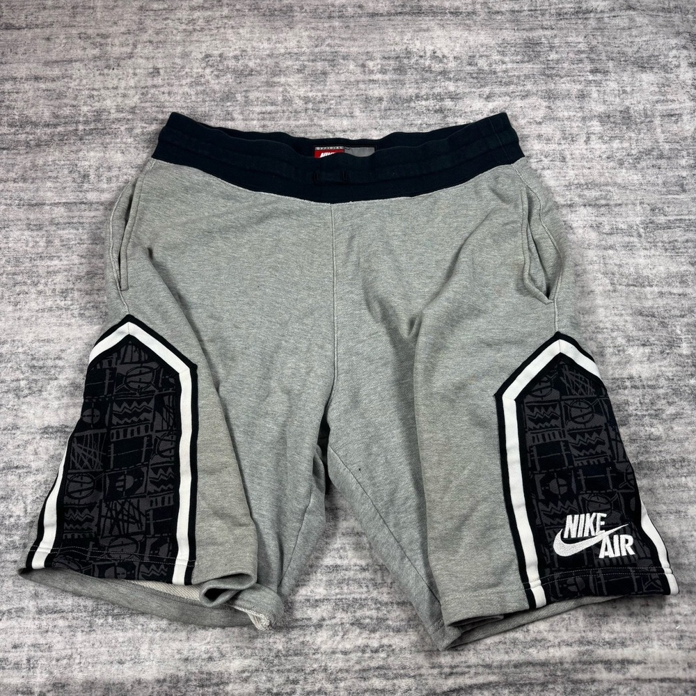 Men's Nike Air Team Sports Art Gray/Black Sweat Shorts Size L